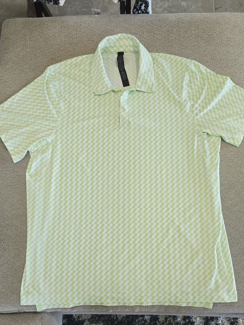 Lululemon Hial White Green Sport Short Sleeve Polo - Size XL